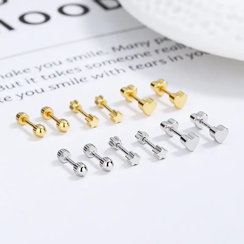 925 Sterling Silver Double Bell Ear Bone Nail Jewelry - Image 2