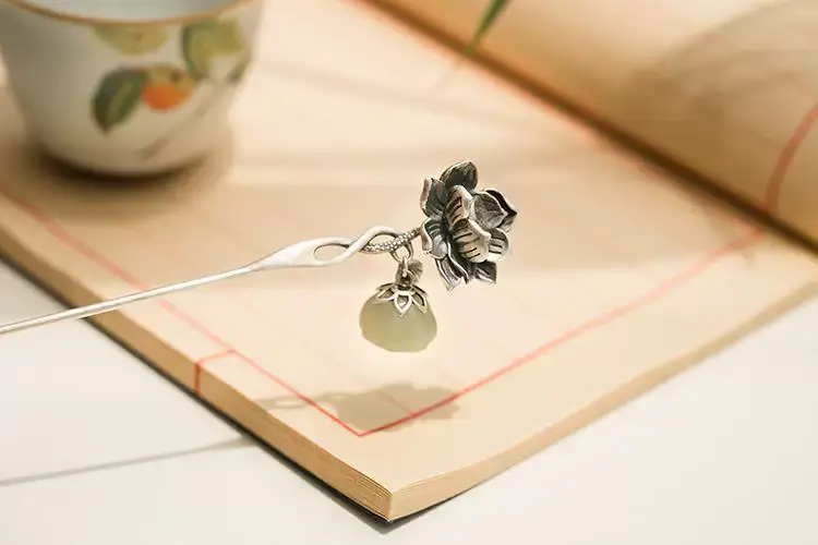 Chinese S925 Silver Lotus Hairpin Hanfu Accessory — feature 10