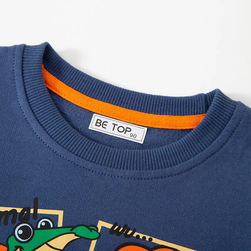 2025 Kids Cartoon Lion Sweatshirt Set Blue Grey Cotton - Image 4