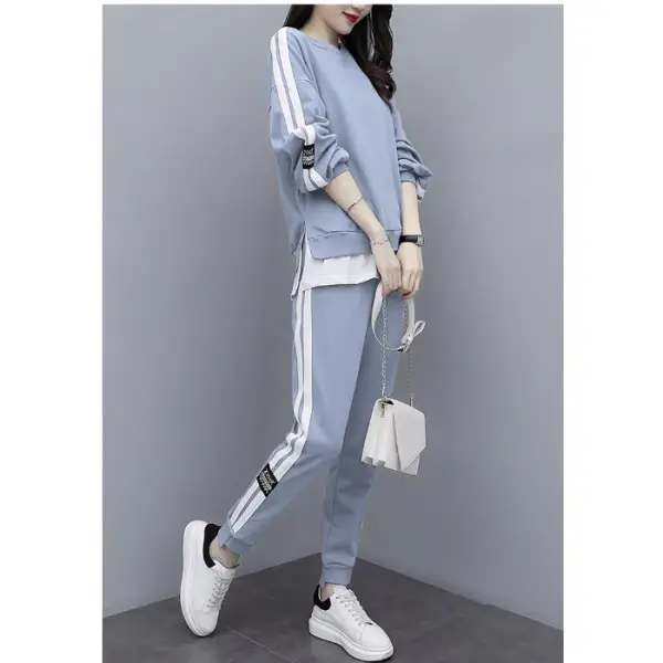 Women's Pink Sweatpants Set with White Stripes - Image 2