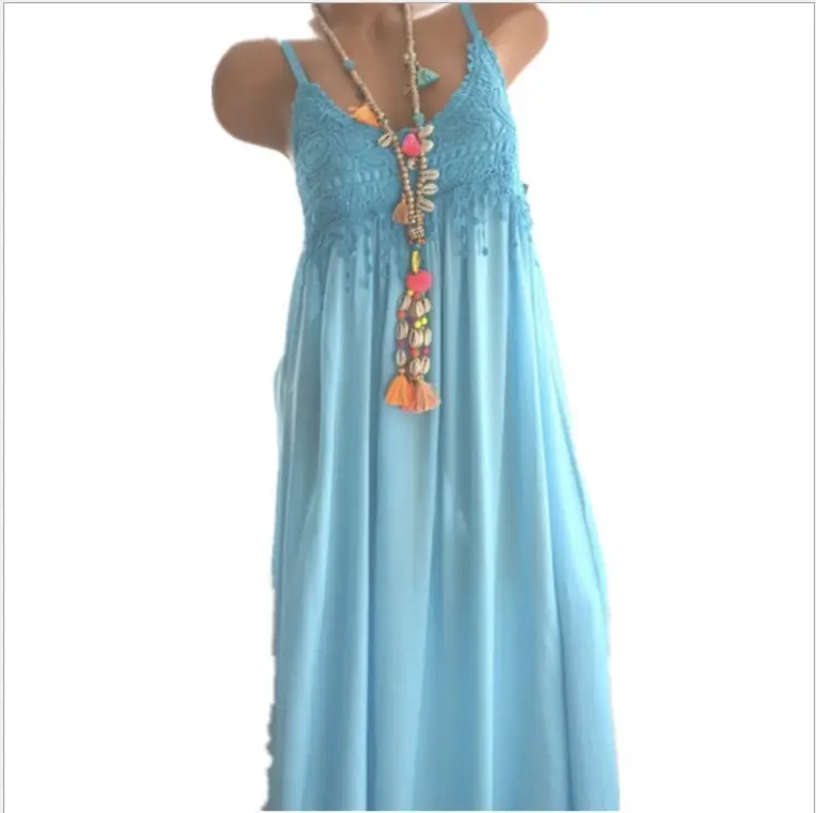 Black Lace Stitching Mid-Length Dress with Tassel Detail - Image 9