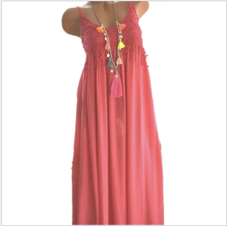 Black Lace Stitching Mid-Length Dress with Tassel Detail — feature 55