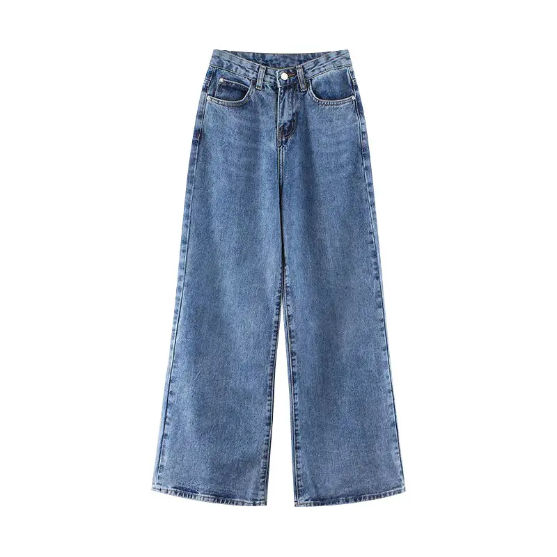 Women Wide Leg Slim Jeans Dark Grey Korean Style - Image 23