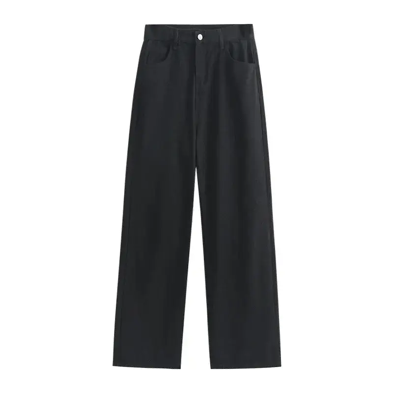 Women Wide Leg Slim Jeans Dark Grey Korean Style - Image 13