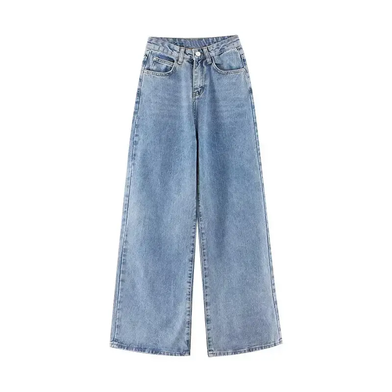Women Wide Leg Slim Jeans Dark Grey Korean Style - Image 3