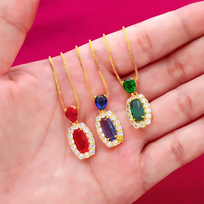 Red Gemstone Pendant Necklace for Women - Image 5