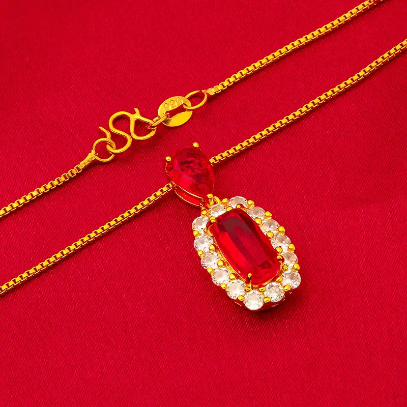 Red Gemstone Pendant Necklace for Women - Image 7