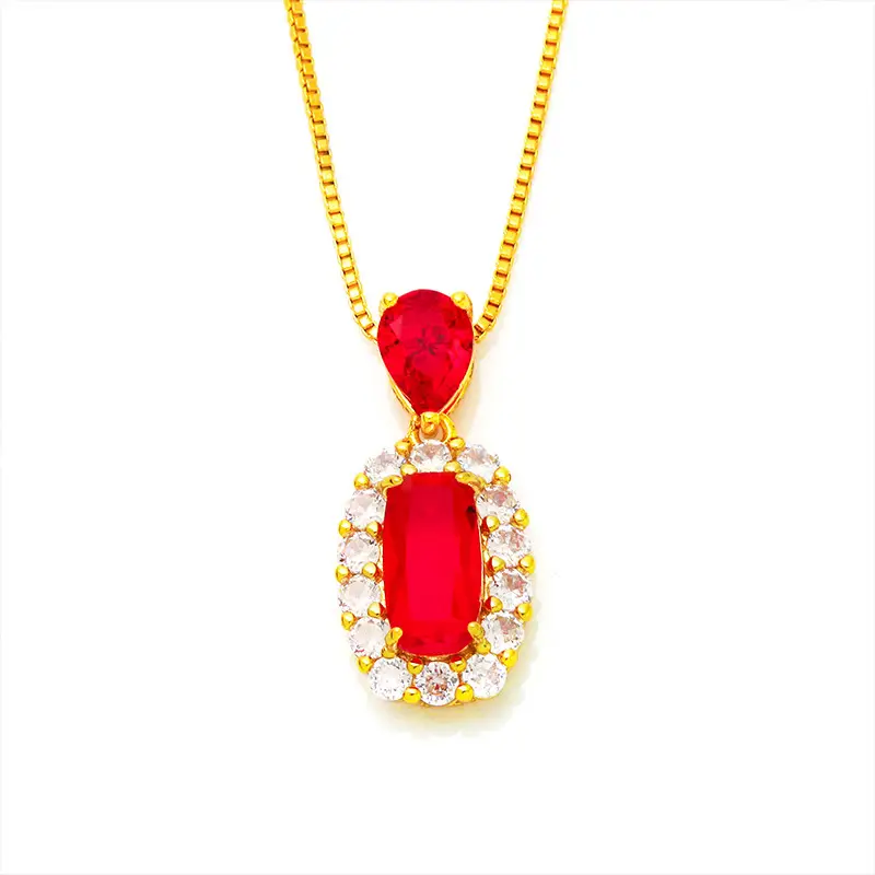 Red Gemstone Pendant Necklace for Women - Image 8