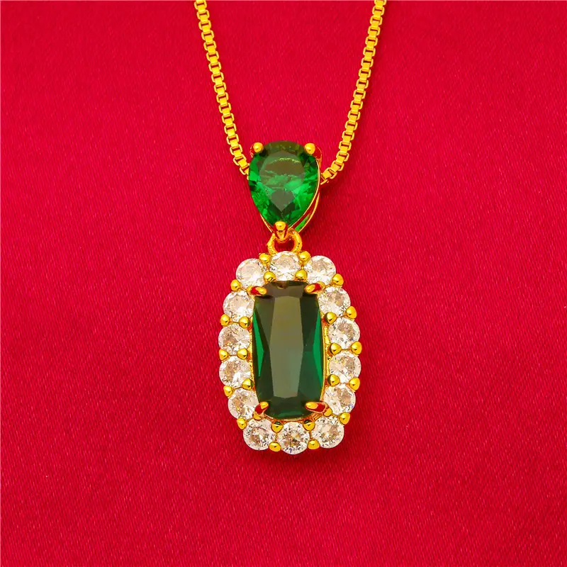 Red Gemstone Pendant Necklace for Women - Image 2