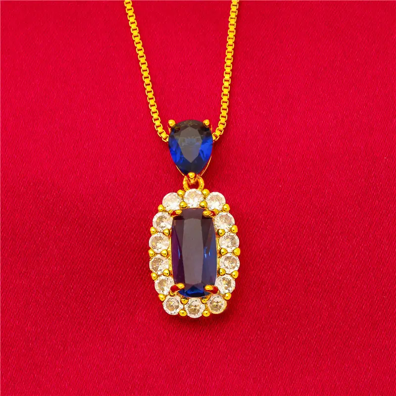Red Gemstone Pendant Necklace for Women - Image 3