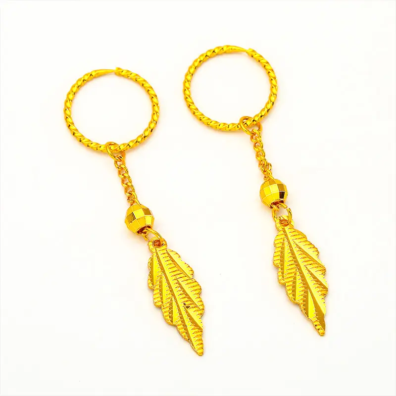Gold Feather Tassel Earrings for Women - Image 5