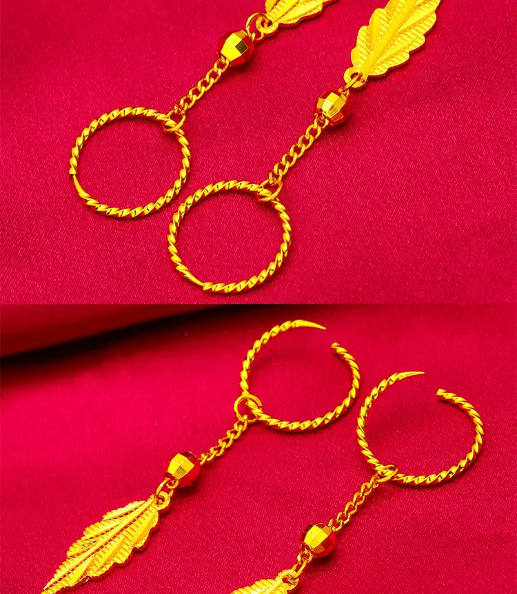 Gold Feather Tassel Earrings for Women — feature 5