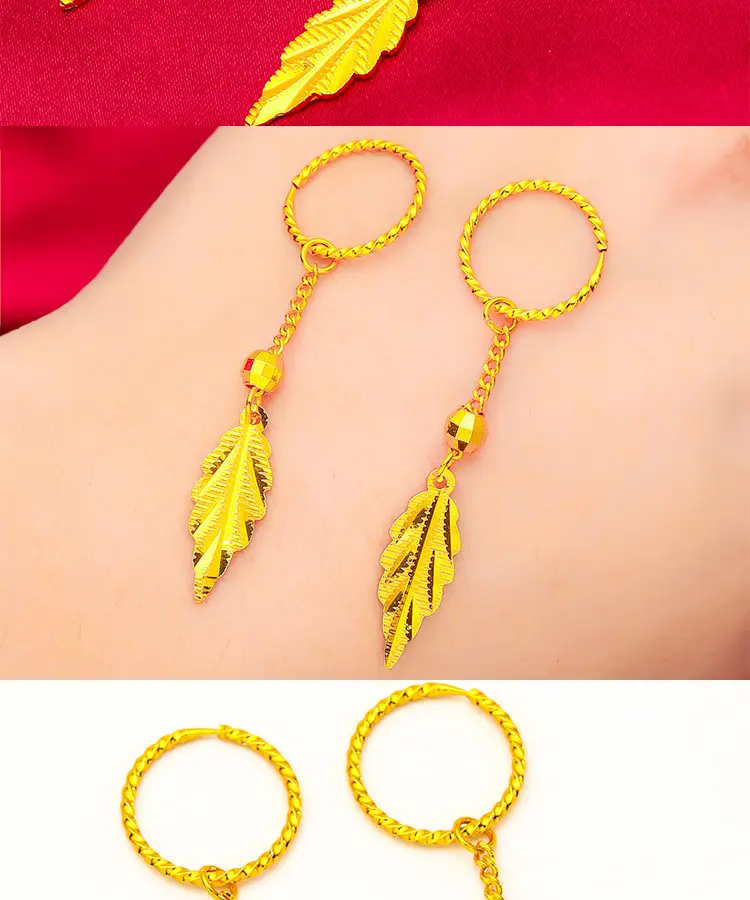 Gold Feather Tassel Earrings for Women — feature 6