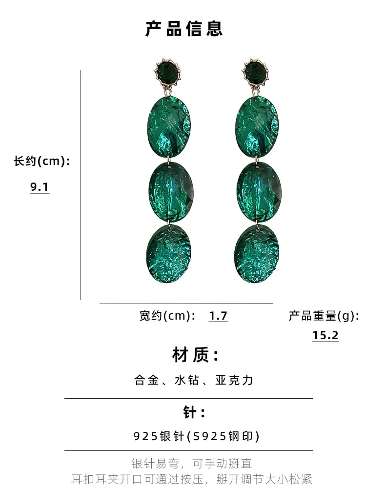 Vintage Emerald Acrylic Diamond Earrings for Women — feature 3