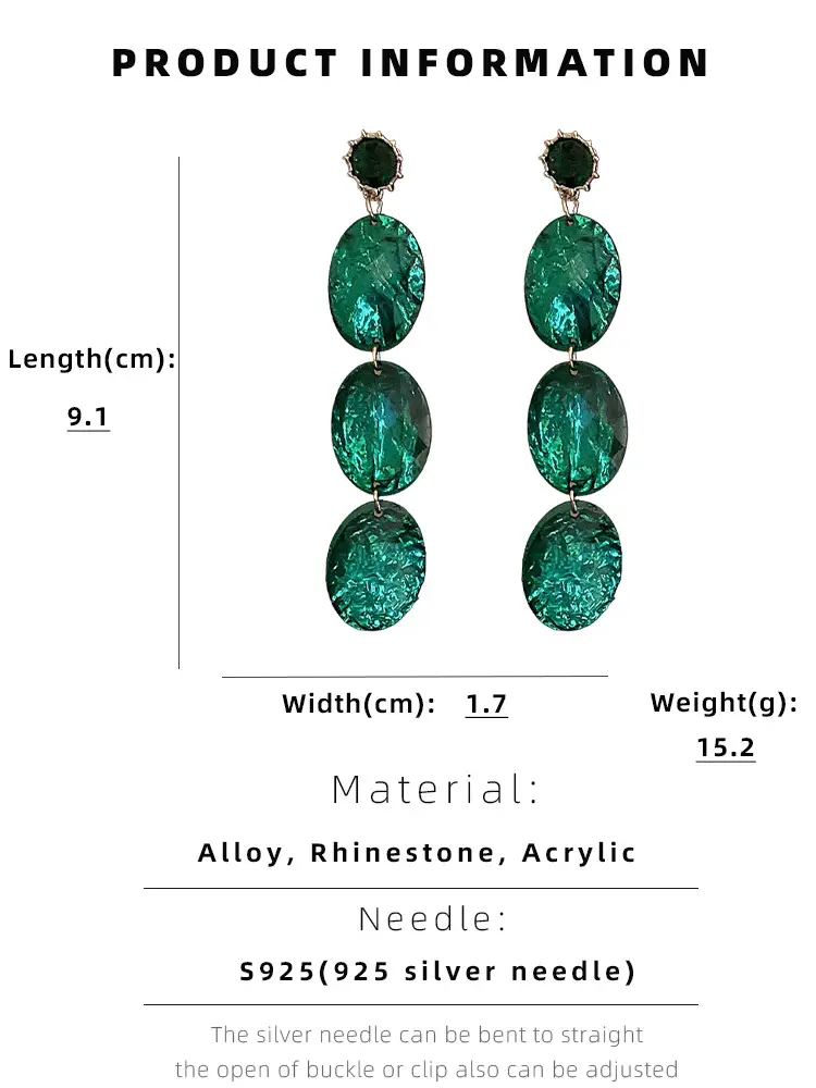Vintage Emerald Acrylic Diamond Earrings for Women — feature 4