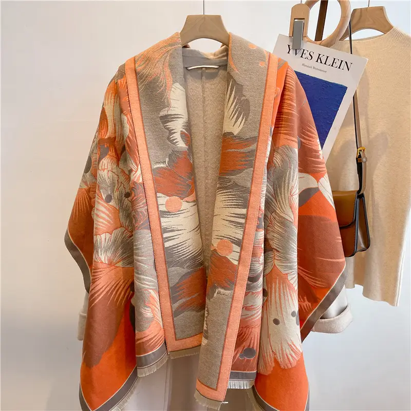 Women's Winter Warm Cashmere Scarf with Abstract Print - Image 6