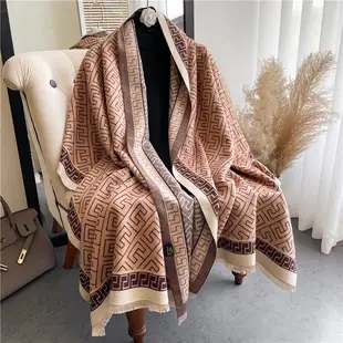 Women's Winter Warm Cashmere Scarf with Abstract Print — feature 16