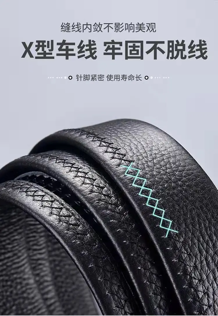 Men's Black Leather Belt with Automatic Buckle - Image 4