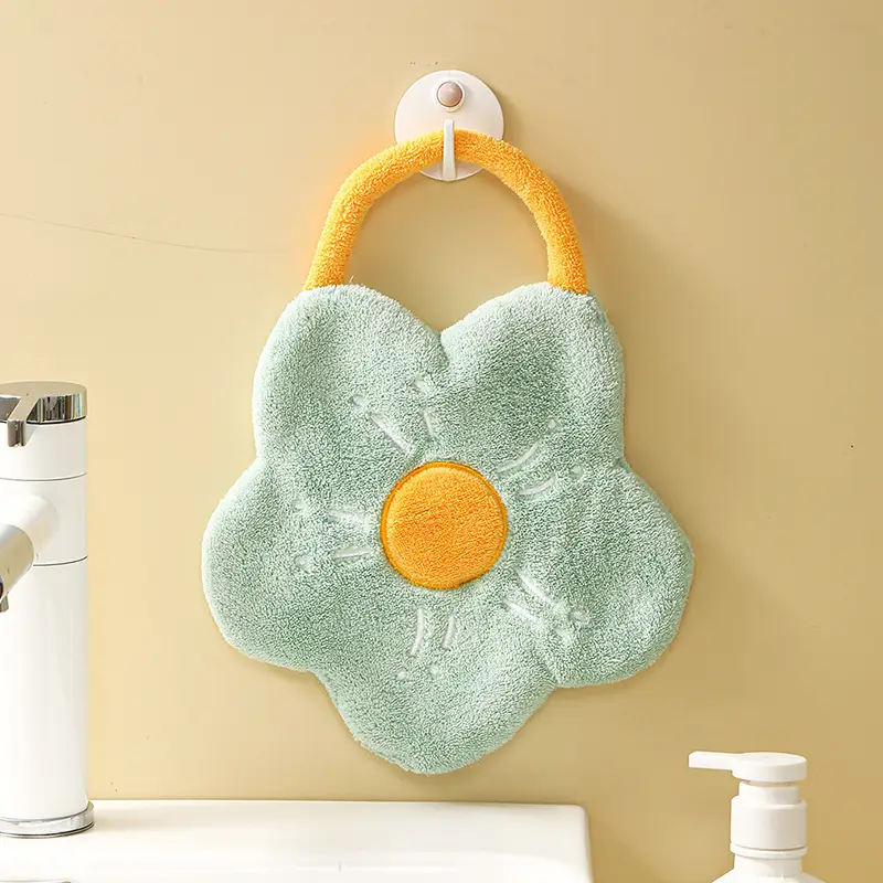 Red Floral Fleece Hand Towel for Kids - Image 3