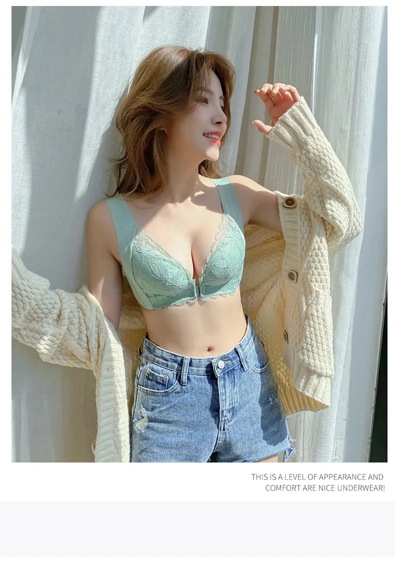 Red Lace Bra for Large Chest, Anti-Sagging, Traceless, Front Buckle — feature 24
