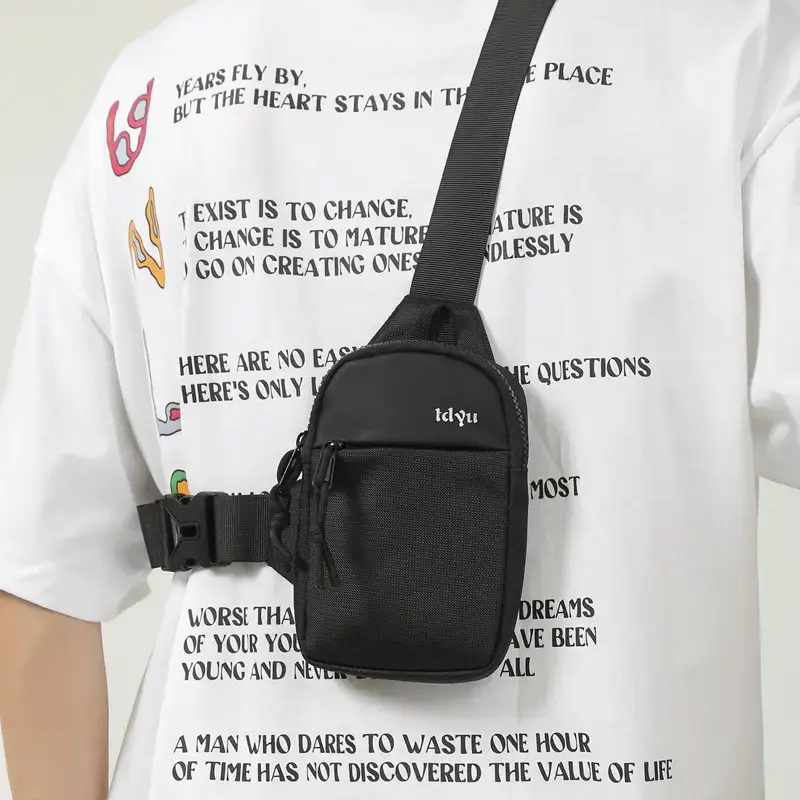 Men's Black Crossbody Bike Bag Nylon Casual Sports