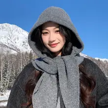 Women Wool Beanie Drawstring Cap Autumn Winter Lazy Wind Stack Cap — feature 9