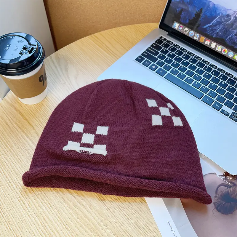Women Wool Beanie Drawstring Cap Autumn Winter Lazy Wind Stack Cap - Image 7