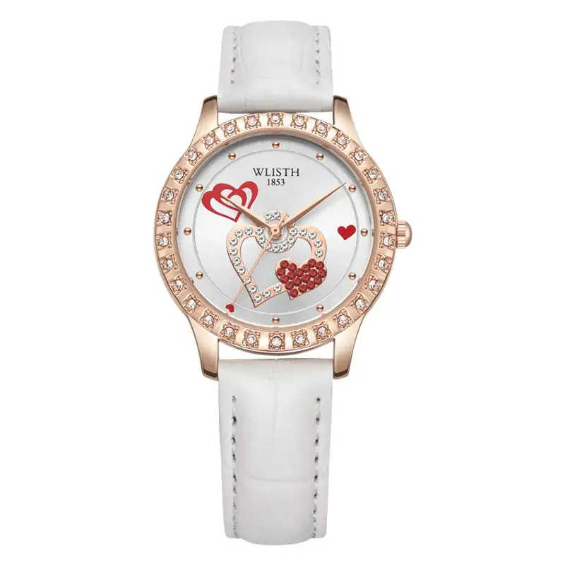 Voris Women's Heart Design Quartz Watch Red Leather Strap - Image 7