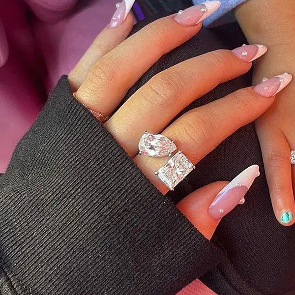 Geometric Square Diamond Open Ring for Women - Image 2