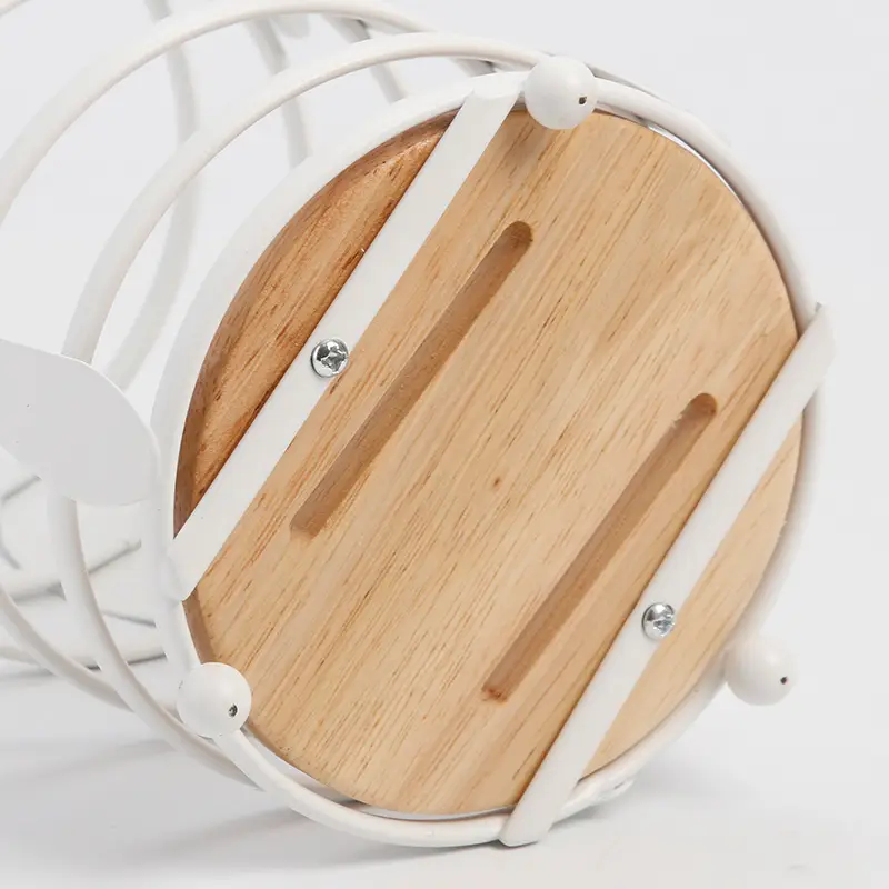 White Round Chopstick Holder with Oak Bottom Drainage - Image 3