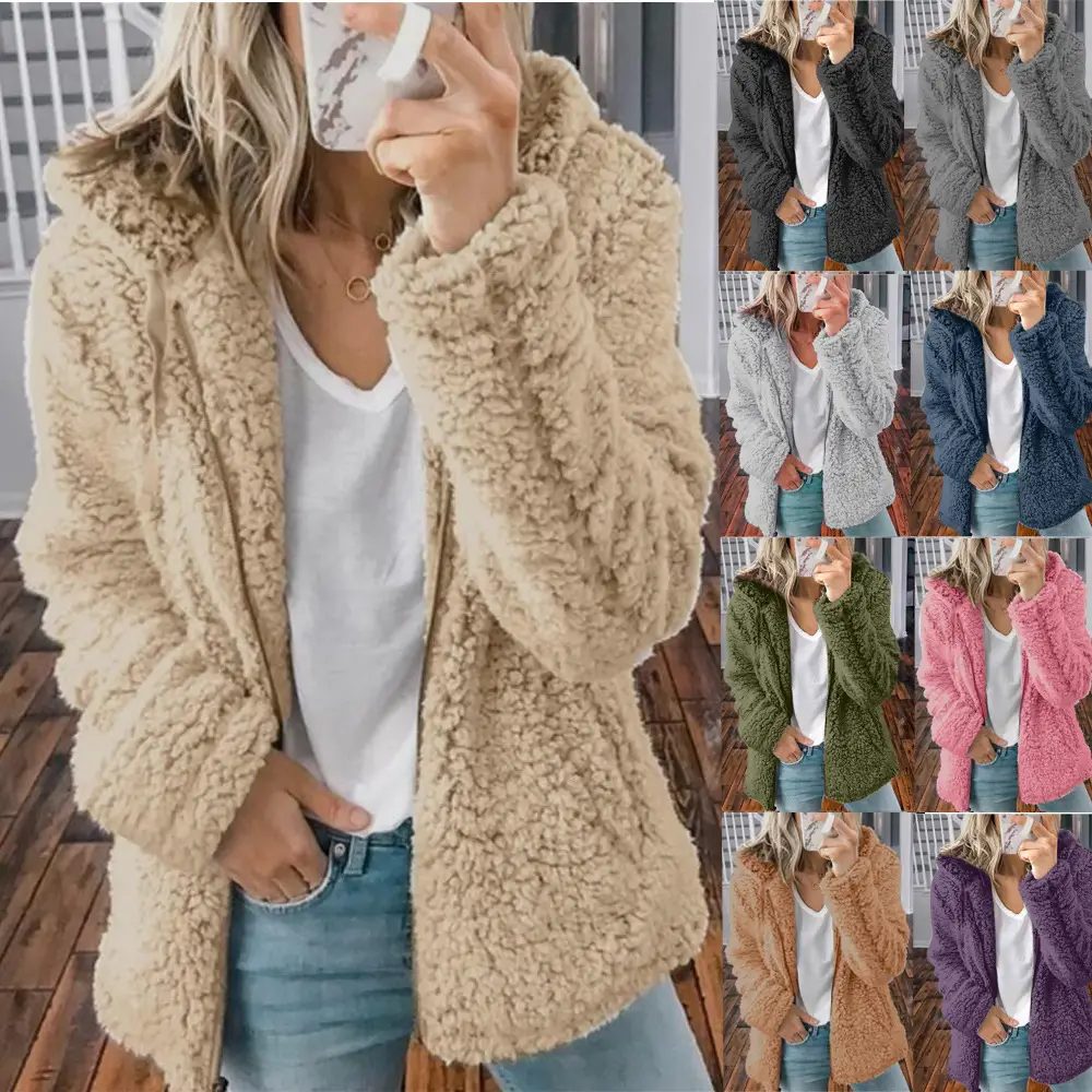 Purple Woolen Hooded Jacket for Women Autumn Winter — feature 55