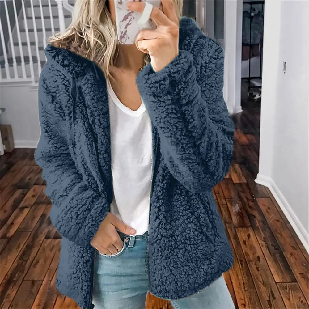 Purple Woolen Hooded Jacket for Women Autumn Winter — feature 59