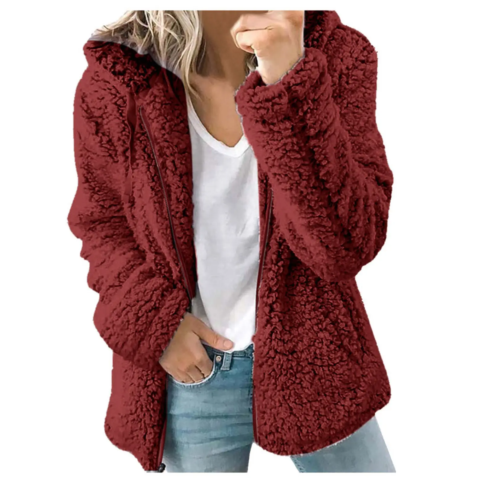 Purple Woolen Hooded Jacket for Women Autumn Winter — feature 72