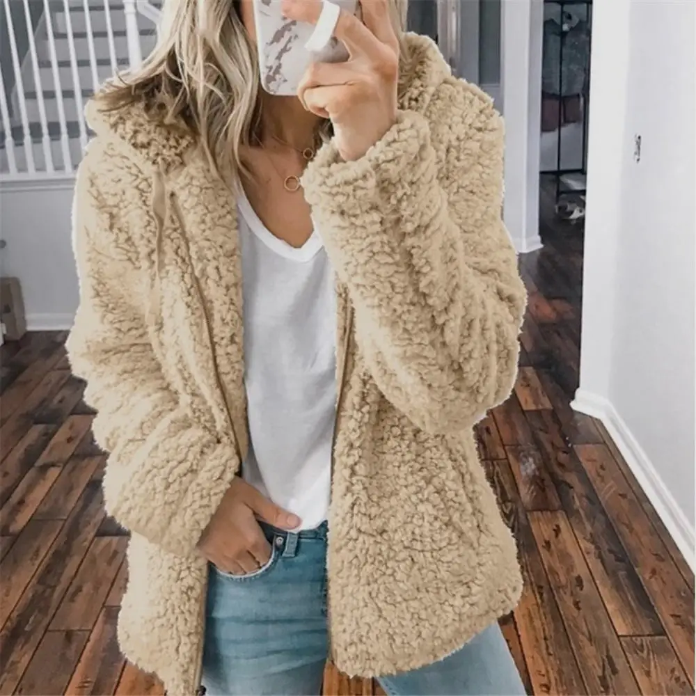 Purple Woolen Hooded Jacket for Women Autumn Winter - Image 3