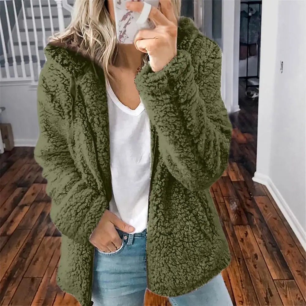 Purple Woolen Hooded Jacket for Women Autumn Winter - Image 6