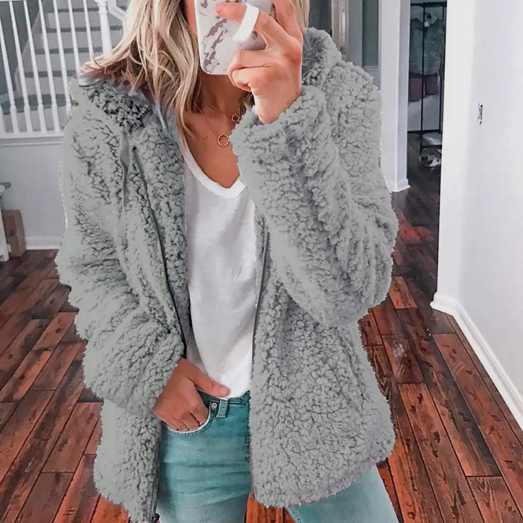Purple Woolen Hooded Jacket for Women Autumn Winter - Image 9