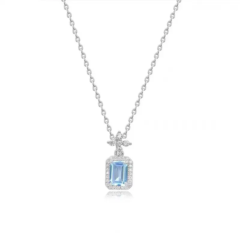 Aquamarine French Style Necklace for Women - Image 6