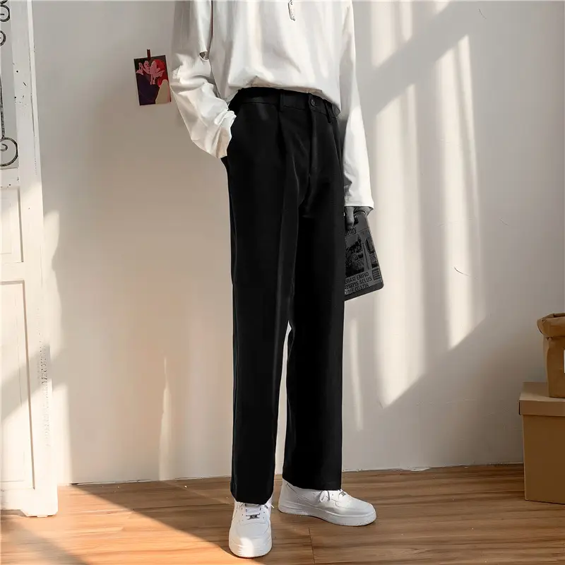 New Men's Black Trousers Hong Kong Style Loose Fit - Image 4