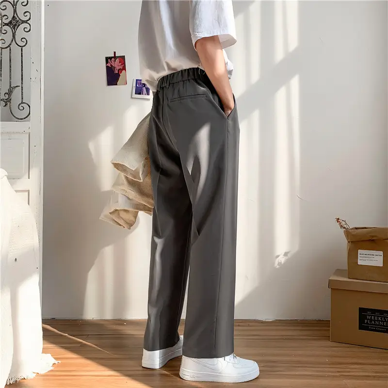 New Men's Black Trousers Hong Kong Style Loose Fit - Image 7
