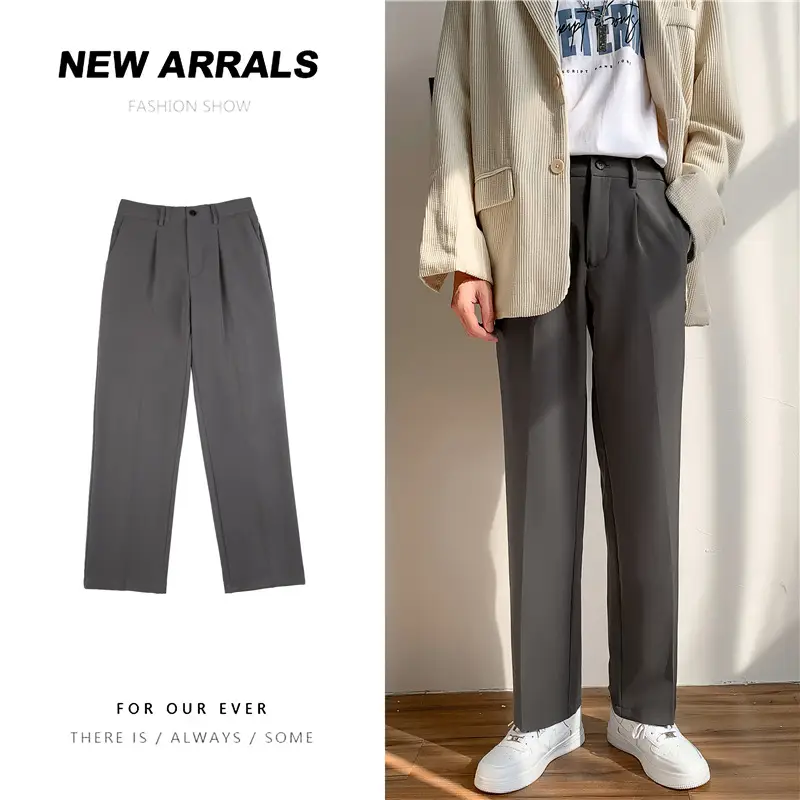 New Men's Black Trousers Hong Kong Style Loose Fit - Image 2
