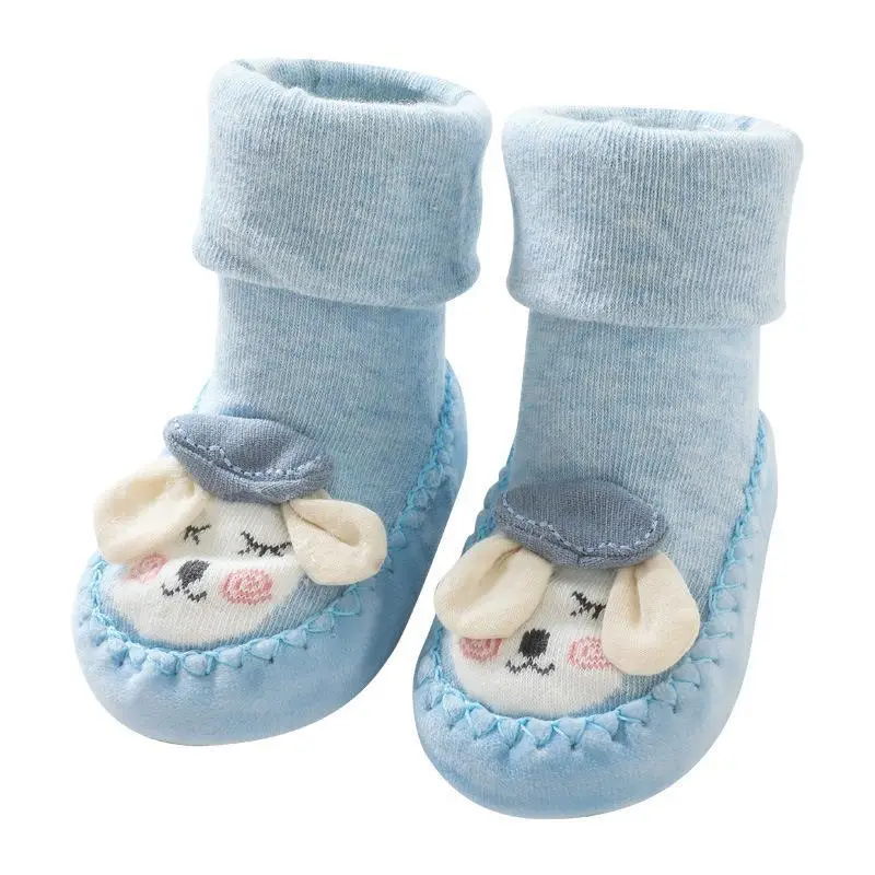 Blue Cartoon Silicone Toddler Socks for Kids