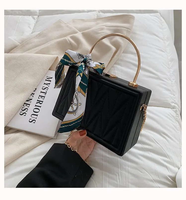 Pink Pleated Silk Scarf Bag with Chain Handle — feature 12