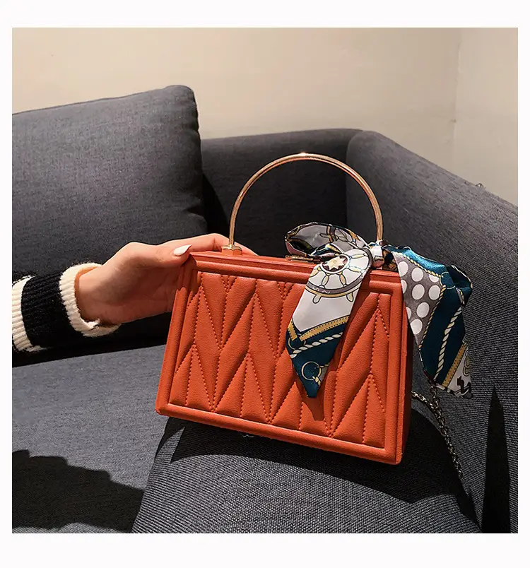 Pink Pleated Silk Scarf Bag with Chain Handle — feature 13