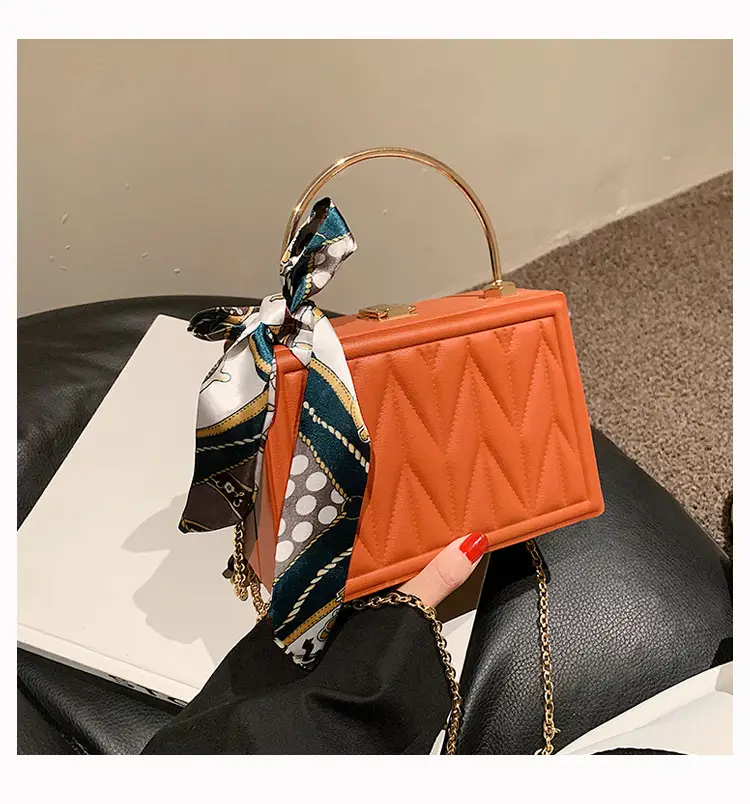 Pink Pleated Silk Scarf Bag with Chain Handle — feature 21