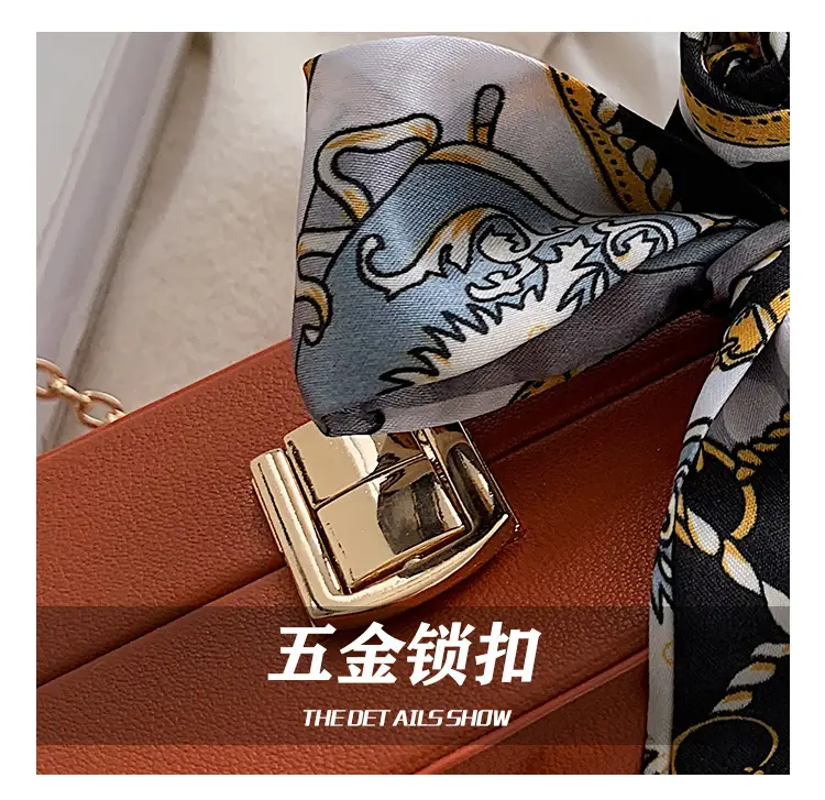 Pink Pleated Silk Scarf Bag with Chain Handle — feature 4
