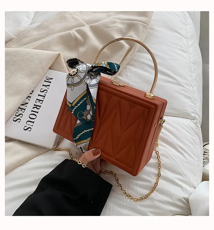 Pink Pleated Silk Scarf Bag with Chain Handle — feature 7