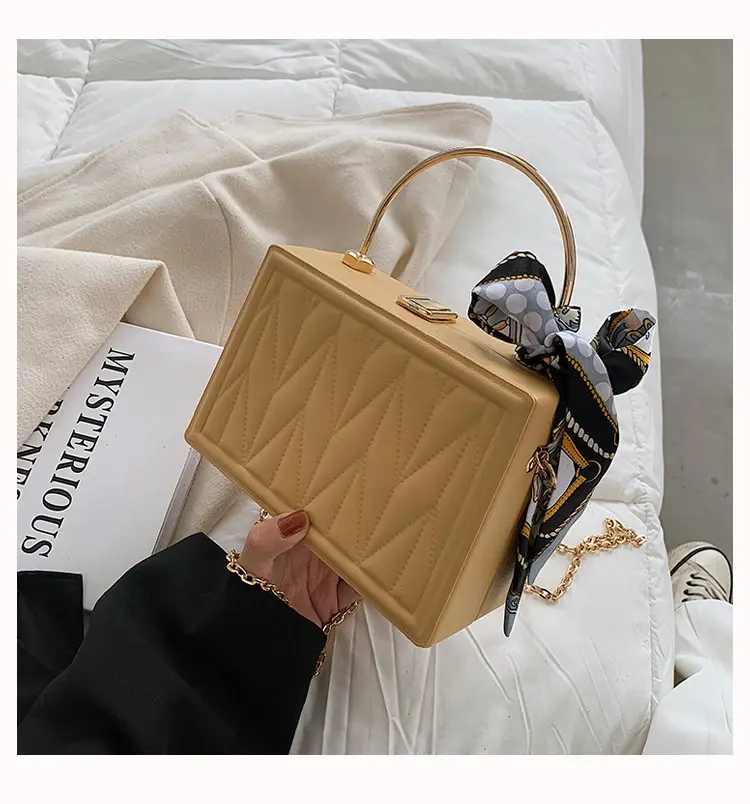 Pink Pleated Silk Scarf Bag with Chain Handle — feature 8