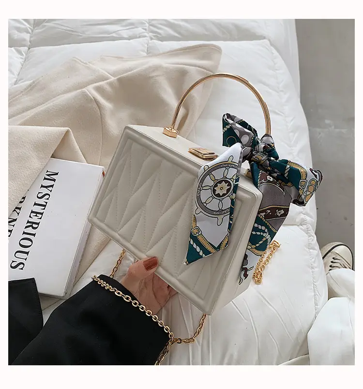 Pink Pleated Silk Scarf Bag with Chain Handle — feature 9