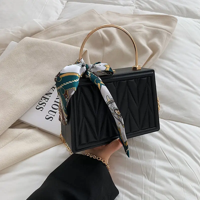 Pink Pleated Silk Scarf Bag with Chain Handle - Image 4