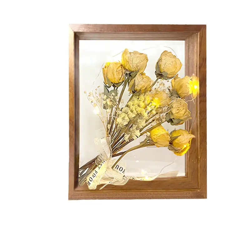 Dried Rose Photo Frame Double Sided Transparent Wooden - Image 5